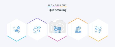 Illustration for Quit Smoking 25 Blue icon pack including smoking. healthcare. not allow. smoking. out - Royalty Free Image