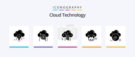 Téléchargez les illustrations : Cloud Technology Glyph 5 Icon Pack Including data. mail. arrow. cloud. reach. Creative Icons Design - en licence libre de droit