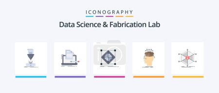 Téléchargez les illustrations : Data Science And Fabrication Lab Flat 5 Icon Pack Including head. data. list. preparation. grid. Creative Icons Design - en licence libre de droit