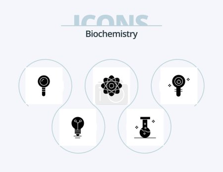 Illustration for Biochemistry Glyph Icon Pack 5 Icon Design. cell. biochemistry. lab. laboratory. biochemistry - Royalty Free Image