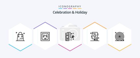 Illustration for Celebration and Holiday 25 Line icon pack including celebration. fireworks. letter. festival. firework - Royalty Free Image