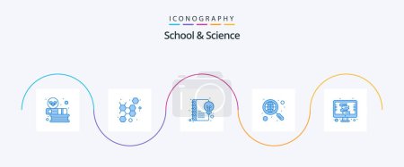 Ilustración de School And Science Blue 5 Icon Pack Including dictionary. research. content. global research. discover - Imagen libre de derechos