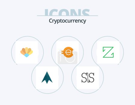 Illustration for Cryptocurrency Flat Icon Pack 5 Icon Design. crypto. z coin. coin. crypto currency. coin - Royalty Free Image