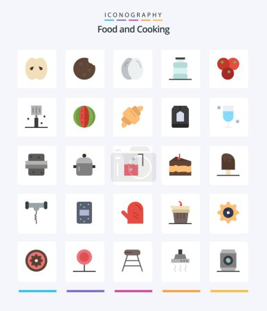 Téléchargez les illustrations : Creative Food 25 Flat icon pack  Such As food. dinner. drink. breakfast. life - en licence libre de droit
