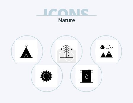 Illustration for Nature Glyph Icon Pack 5 Icon Design. scenery. mountains. nature. tree. garden - Royalty Free Image