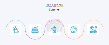 Téléchargez les illustrations : Summer Blue 5 Icon Pack Including person. beach. popsicle. weather. sun - en licence libre de droit