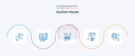 Ilustración de Auction Blue 5 Icon Pack Including bid. find. announce. explore. degree - Imagen libre de derechos