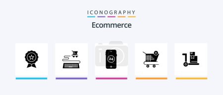 Illustration for Ecommerce Glyph 5 Icon Pack Including . cart. shopping. cart. Creative Icons Design - Royalty Free Image
