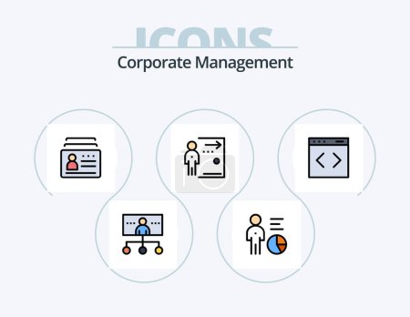 Téléchargez les illustrations : Corporate Management Line Filled Icon Pack 5 Icon Design. media. internet. discussion. teamwork. people - en licence libre de droit