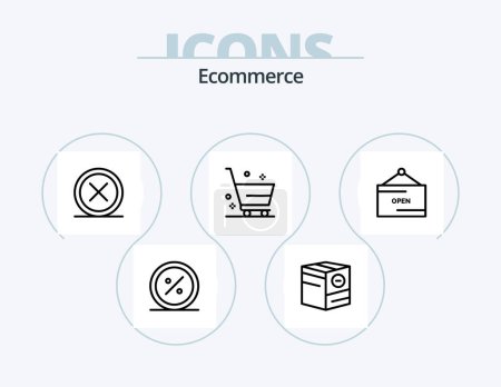 Téléchargez les illustrations : Ecommerce Line Icon Pack 5 Icon Design. open. board. menu. no. e - en licence libre de droit