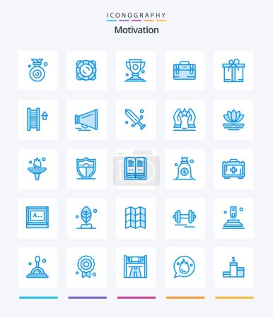 Téléchargez les illustrations : Creative Motivation 25 Blue icon pack  Such As box. motivation. achievement. working. bag - en licence libre de droit