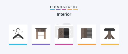 Ilustración de Interior Flat 5 Icon Pack Including . dining.. Creative Icons Design - Imagen libre de derechos