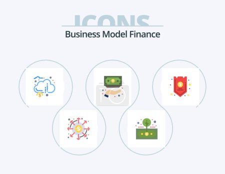 Téléchargez les illustrations : Finance Flat Icon Pack 5 Icon Design. funds. financing. return. funds. donation - en licence libre de droit