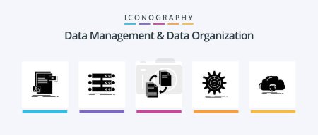 Téléchargez les illustrations : Data Management And Data Organization Glyph 5 Icon Pack Including management. setting. database. copying. file. Creative Icons Design - en licence libre de droit