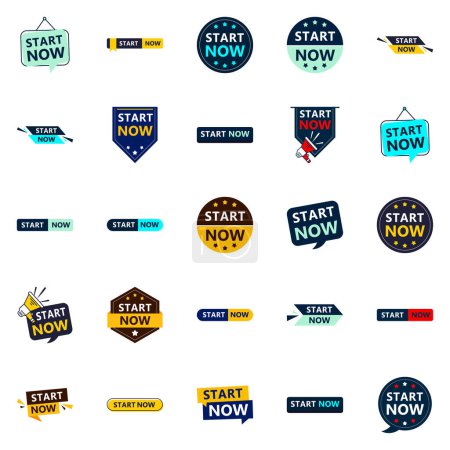 Téléchargez les illustrations : 25 Innovative Typographic Banners for promoting starting - en licence libre de droit