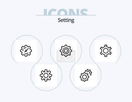 Ilustración de Setting Line Icon Pack 5 Icon Design. . gear. job. cogs. wrench - Imagen libre de derechos