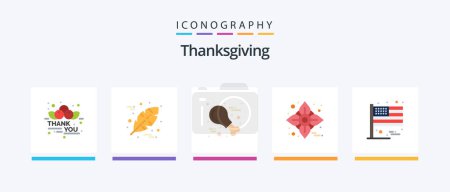 Téléchargez les illustrations : Thanksgiving Flat 5 Icon Pack Including thanksgiving. american. poultry. thanksgiving. autumn. Creative Icons Design - en licence libre de droit