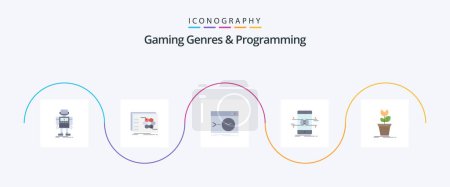 Ilustración de Gaming Genres And Programming Flat 5 Icon Pack Including mobile. api. tactic. terminal. root - Imagen libre de derechos