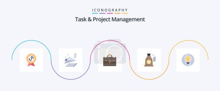 Ilustración de Task And Project Management Flat 5 Icon Pack Including idea. circle. tourist. business. money - Imagen libre de derechos