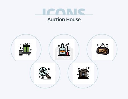 Ilustración de Auction Line Filled Icon Pack 5 Icon Design. target. finance. scales. diamond. classic - Imagen libre de derechos