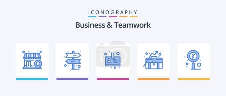 Ilustración de Business And Teamwork Blue 5 Icon Pack Including zoom. search. person. scan. growth. Creative Icons Design - Imagen libre de derechos