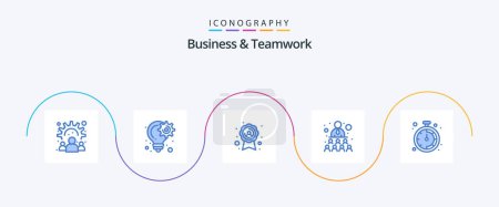 Illustration for Business And Teamwork Blue 5 Icon Pack Including office. work. project. team. building - Royalty Free Image