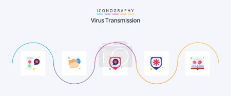Ilustración de Virus Transmission Flat 5 Icon Pack Including learning. virus. disease. protection. disease - Imagen libre de derechos