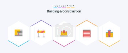 Téléchargez les illustrations : Building And Construction 25 Flat icon pack including . city. construction. building. construction - en licence libre de droit