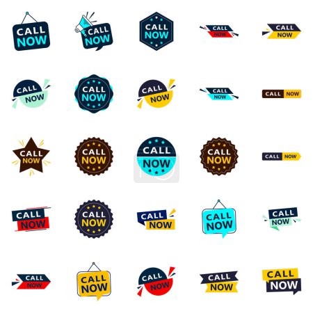 Illustration for Call Now 25 Unique Typographic Designs for a personalized call to action message - Royalty Free Image