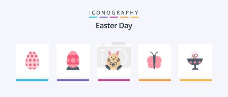 Téléchargez les illustrations : Easter Flat 5 Icon Pack Including . egg. animal. easter. boiled. Creative Icons Design - en licence libre de droit