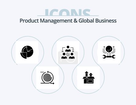 Illustration for Product Managment And Global Business Glyph Icon Pack 5 Icon Design. distribution. delegate. product. assignment. diagram - Royalty Free Image