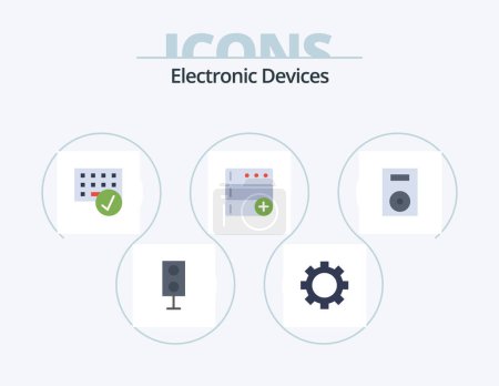 Téléchargez les illustrations : Devices Flat Icon Pack 5 Icon Design. devices. database. technology. base. gadget - en licence libre de droit