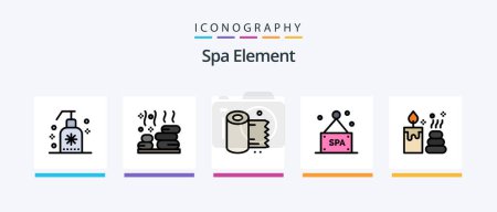 Illustration for Spa Element Line Filled 5 Icon Pack Including yoga. oil. lamp. massage. spa. Creative Icons Design - Royalty Free Image