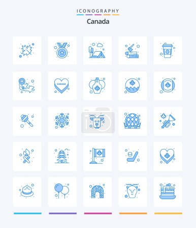Illustration for Creative Canada 25 Blue icon pack  Such As scandinavia. outdoor. adventure. wood. log - Royalty Free Image