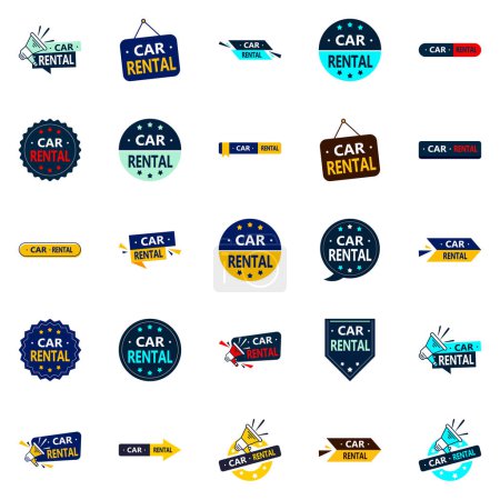 Illustration for Car Rental 25 Unique vector elements for a fresh and distinctive brand identity - Royalty Free Image