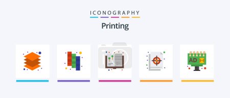 Ilustración de Printing Flat 5 Icon Pack Including advertising. file. design. target. colour. Creative Icons Design - Imagen libre de derechos