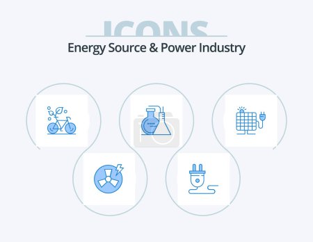 Ilustración de Energy Source And Power Industry Blue Icon Pack 5 Icon Design. energy. reaction. chemicals. plant - Imagen libre de derechos