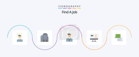 Illustration for Find A Job Flat 5 Icon Pack Including job. internet. business. search. selection - Royalty Free Image