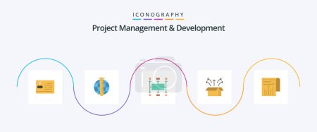 Ilustración de Project Management And Development Flat 5 Icon Pack Including launch. release. market. planning. business - Imagen libre de derechos