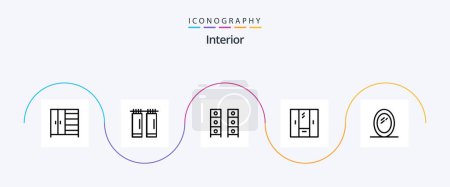 Illustration for Interior Line 5 Icon Pack Including interior. wardrobe. interior. interior. cupboard - Royalty Free Image