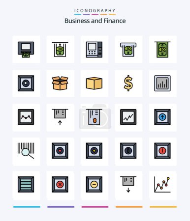 Illustration for Creative Finance 25 Line FIlled icon pack  Such As money. atm. product. graph. analytics - Royalty Free Image