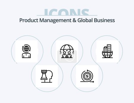 Ilustración de Product Managment And Global Business Line Icon Pack 5 Icon Design. modern. business. global business. problem. debt - Imagen libre de derechos