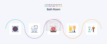 Illustration for Bath Room Flat 5 Icon Pack Including bathroom. shower. bath. scrub. bath - Royalty Free Image