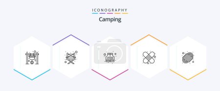 Ilustración de Camping 25 Line icon pack including rope. knot. jacket. camping rope. bandage - Imagen libre de derechos