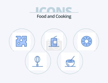 Ilustración de Food Blue Icon Pack 5 Icon Design. food. drink. food. cola. meal - Imagen libre de derechos