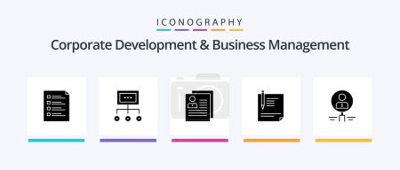 Ilustración de Corporate Development And Business Management Glyph 5 Icon Pack Including contact. profile. business. process. organization. Creative Icons Design - Imagen libre de derechos