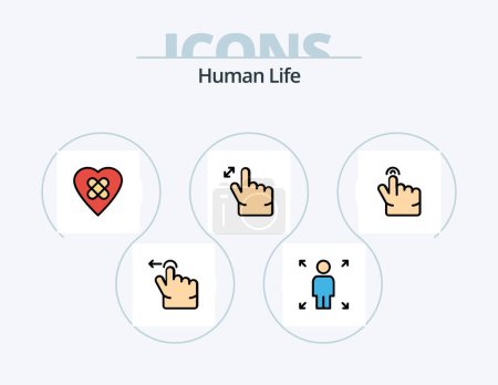 Téléchargez les illustrations : Human Line Filled Icon Pack 5 Icon Design. . . person. touch. double - en licence libre de droit