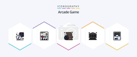Téléchargez les illustrations : Arcade 25 FilledLine icon pack including fun. play. brick. game. toys - en licence libre de droit