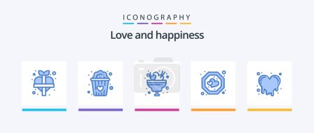 Illustration for Love Blue 5 Icon Pack Including emotions. bleeding heart. food. tag. heart. Creative Icons Design - Royalty Free Image