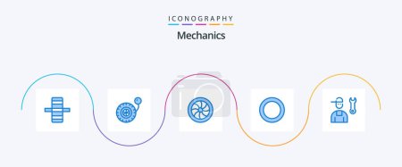 Illustration for Mechanics Blue 5 Icon Pack Including service. mechanic. repair. man. shim - Royalty Free Image